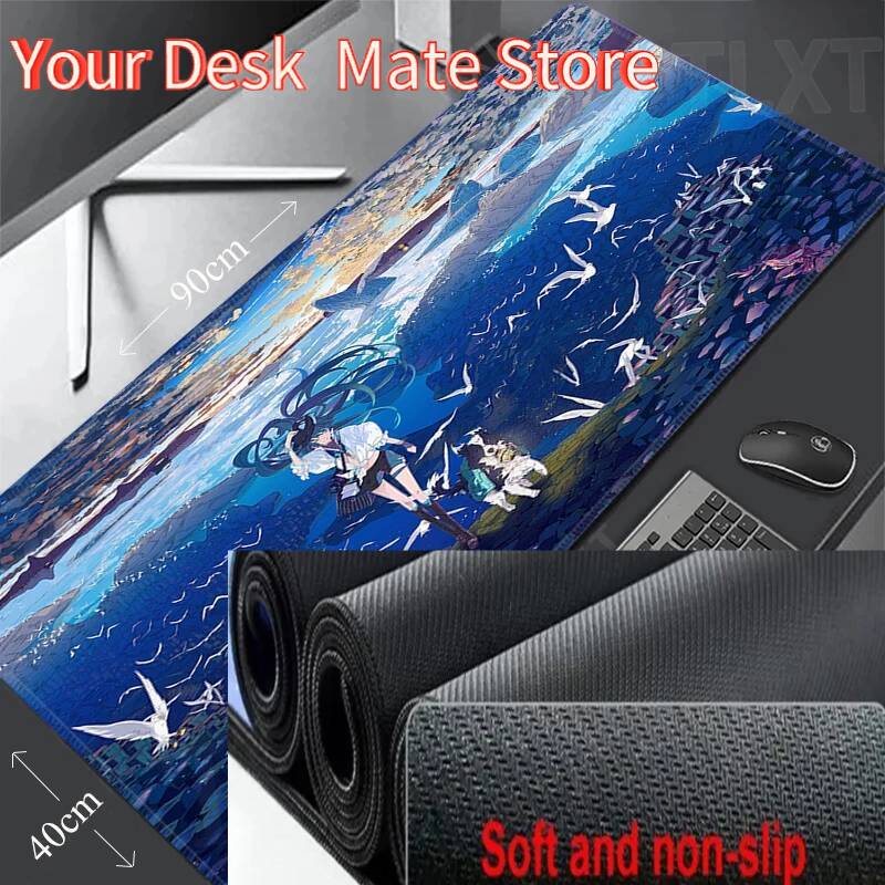 Gamer Mousepad Whale Anime Mouse Pad Large Mouse Mat Natural Rubber Desk Rug Office PC Desk Mats Design Mousepads 40x90cm