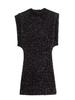 Y2K Winter Black Sequin Mini Dress with Shoulder Pads - Sleeveless Evening Wear