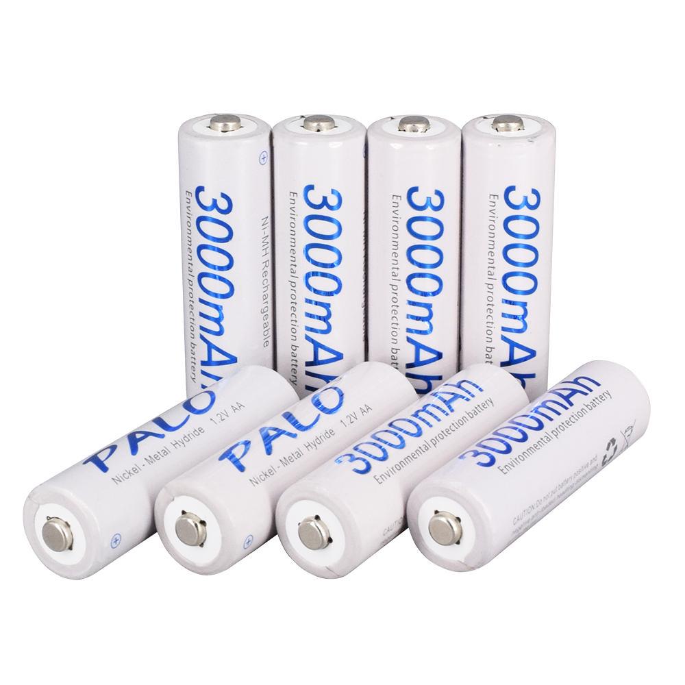 PALO 4 шт. аккумуляторная батарея AA 2A 1,2 В Ni-MH 3000 мАч для фонарика MP3/MP4 плеера