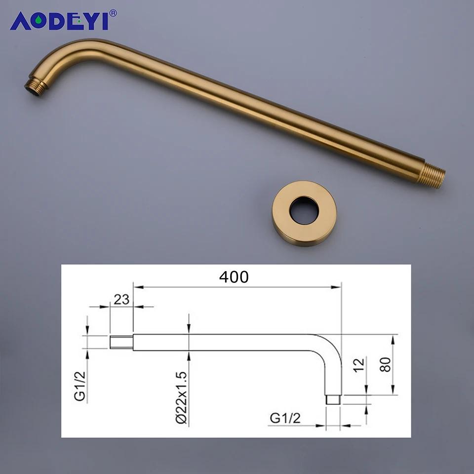 Brass Shower Arm Head Holder Black G1/2 Extension Wall Ceiling Mounted Fixed Pipe for Set Bracket Bar Brushed Gold Accessories