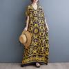 2025 Women Plus Size Summer Dress Casual Oversize Dress Basic Loose Long Printing Vintage Dress Maxi