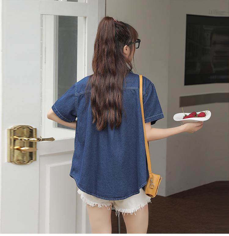 Women's Short Sleeve Thin Denim Shirt - Spring/Summer 2026 New Arrival, Layering Top with Niche Design.