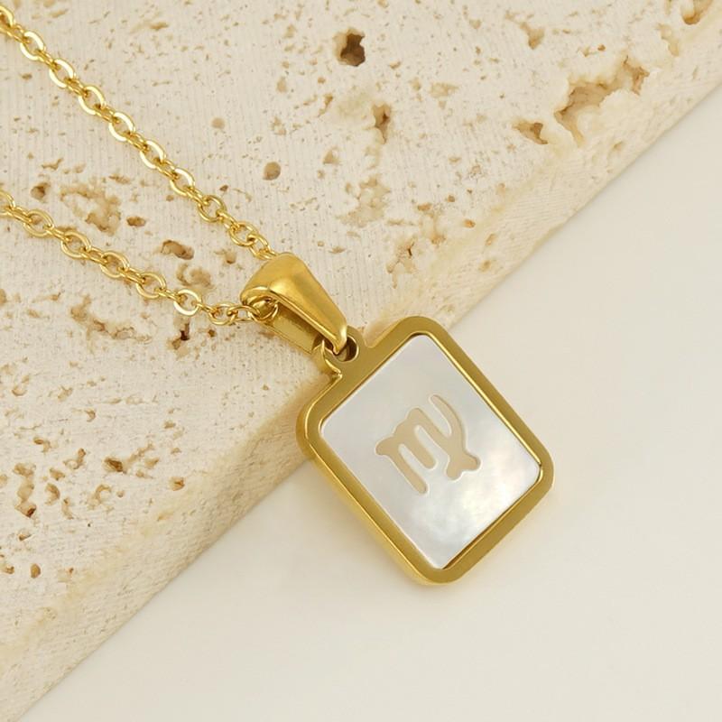 18-каратное золото нержавеющая сталь 12 созвездий ожерелье ювелирные изделия белая ракушка полая подвеска ожерелье для женщин