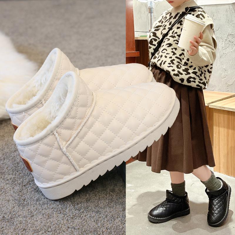 Новые детские кожаные зимние ботинки, водонепроницаемые и теплые хлопковые ботинки, осенне-зимняя обувь из бархатного хлопка