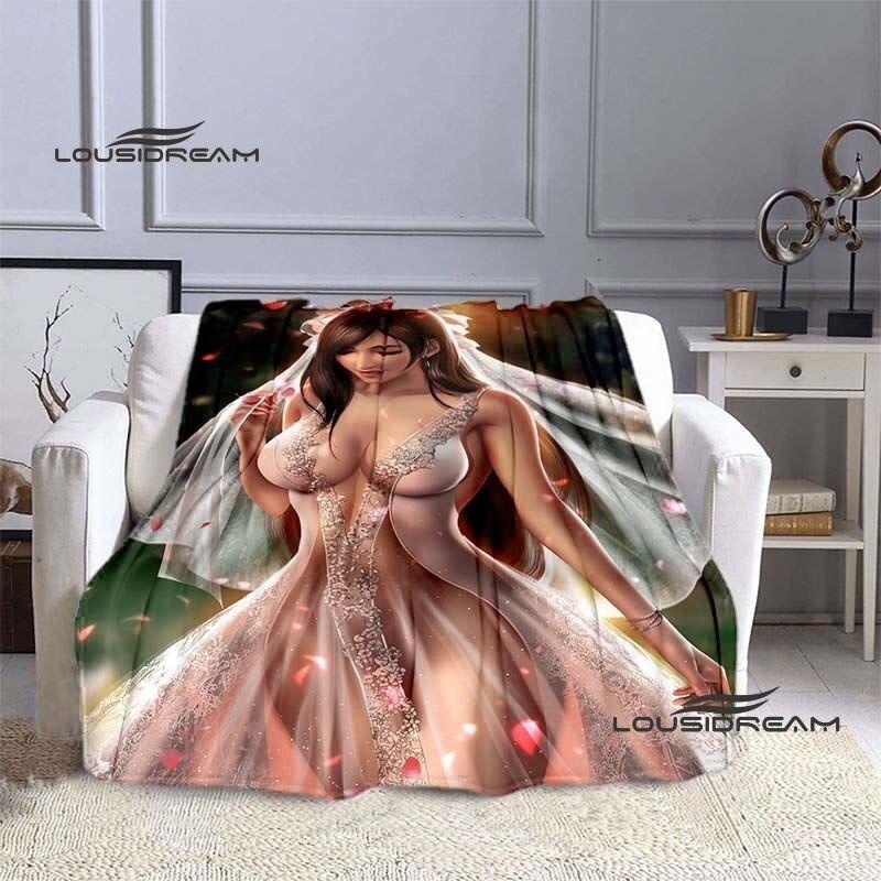 FINAL FANTASY Tifa Aerith Blanket Sexy Beauties Flannel Blanket Adults and Children Bedroom Coverlet Sofa Camping Warm Blanket
