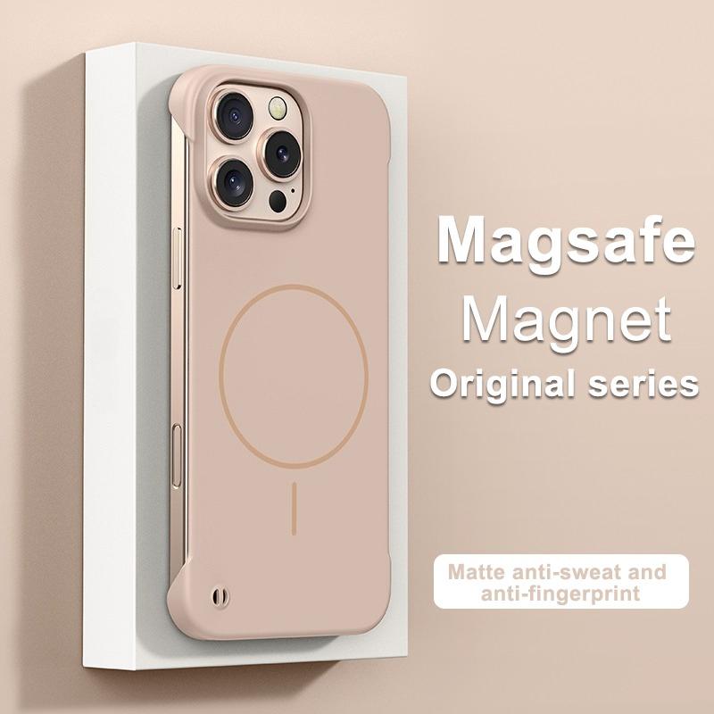 Безрамочный чехол с магнитом, однотонный, для iPhone 17 Air 16 16E 15 14 Plus 13 12 11 Pro Max XS X XR, для Magsafe, ультратонкий, из ПК