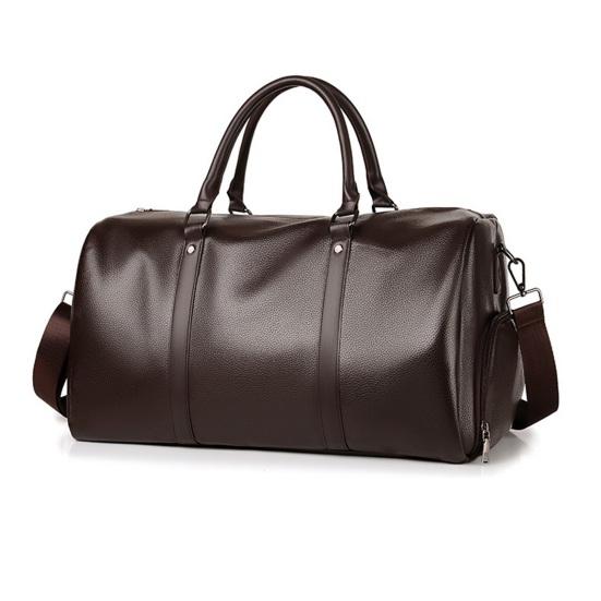 Сумка через плечо, выдерживающая большую нагрузку, прочная строчка, разделение на сухое и влажное, гладкая искусственная кожа, большая вместимость, одноцветная, унисекс, сумка для деловой поездки