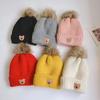 2pcs/set Children's Hats + Scarves Warm Boys And Girls Warm Thicken Cute Knitted Hat Set Bear Wool Hat Autumn Winter