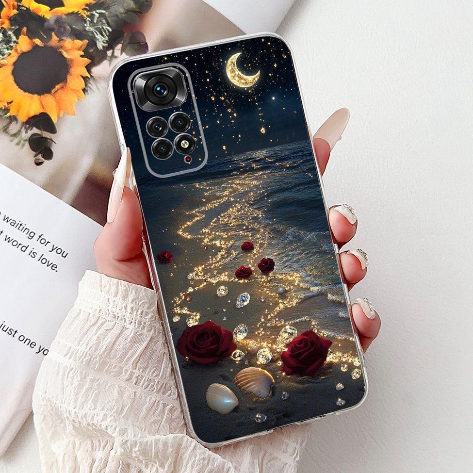 6,43" Для Redmi Note 11 4G Global Прозрачный чехол Для Redmi Note 11s Чехол Модный Роскошный Цветы Милый Мультяшный Расписной Мягкий ТПУ Funda