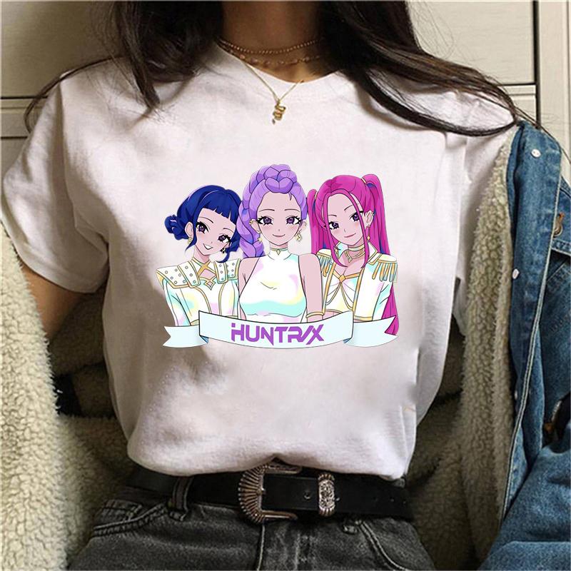 Funny K-Pop Demon Hunters Mira Rumi Zoey Printed Shirt Women's Men's Casual Personality T-shirt Unisex Summer Cute T-shirt Tops