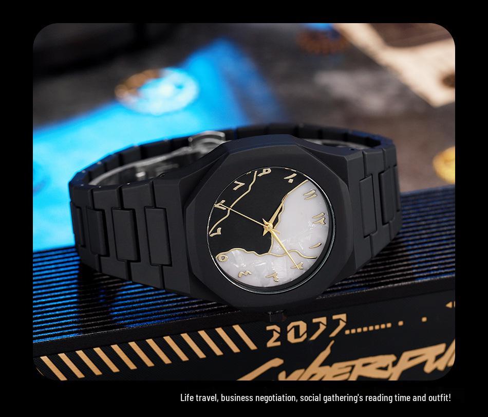 Мужские кварцевые часы с черным матовым циферблатом и арабскими цифрами