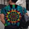 3D Digital Brilliant Tie Dye Printed T-shirt with Polyester Fiber Loose Fit Short Sleeved Round Neck Men's Top Suitable for Daily Wear and Beach