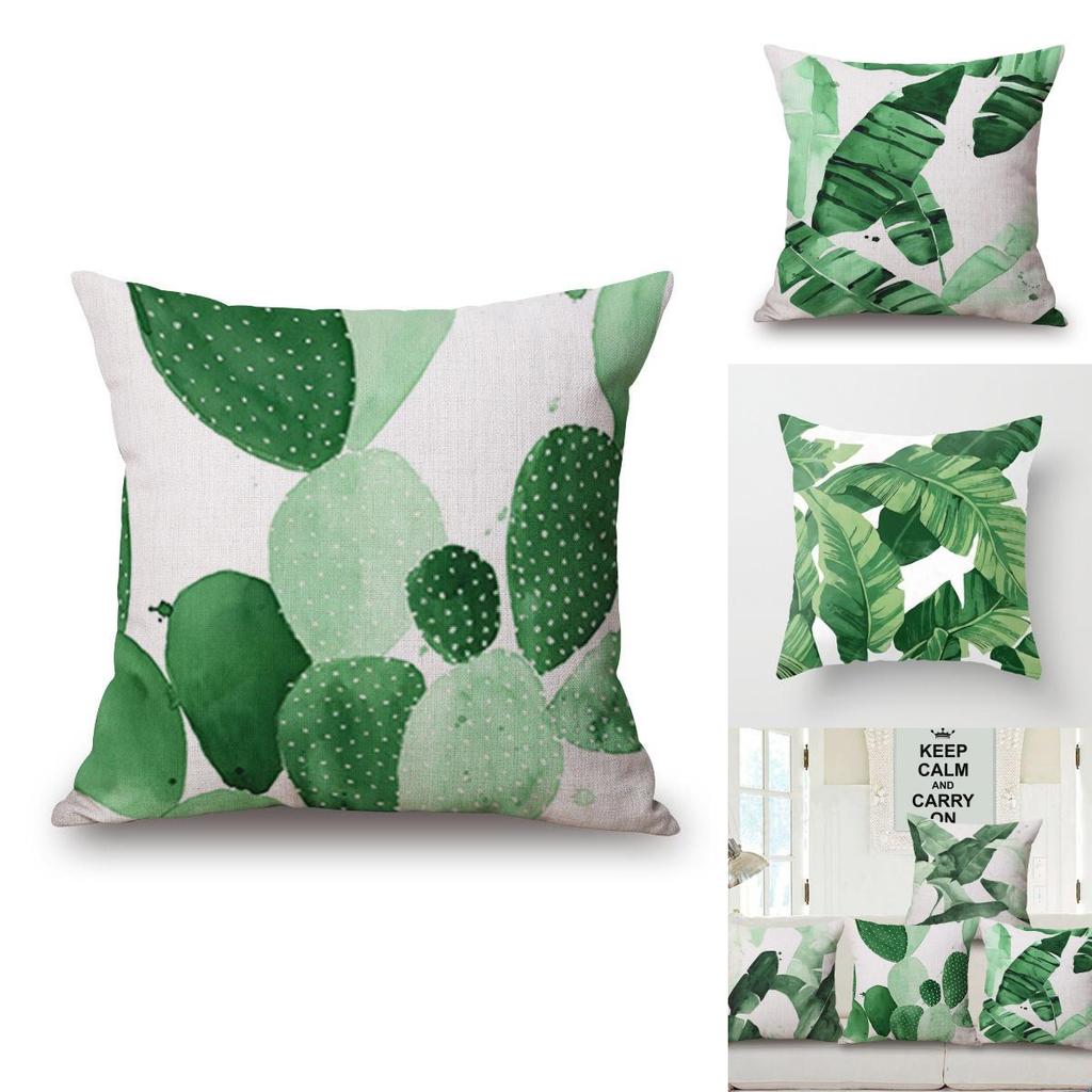 Роскошная хлопково-льняная наволочка с зелеными листьями для декора дивана и автомобиля