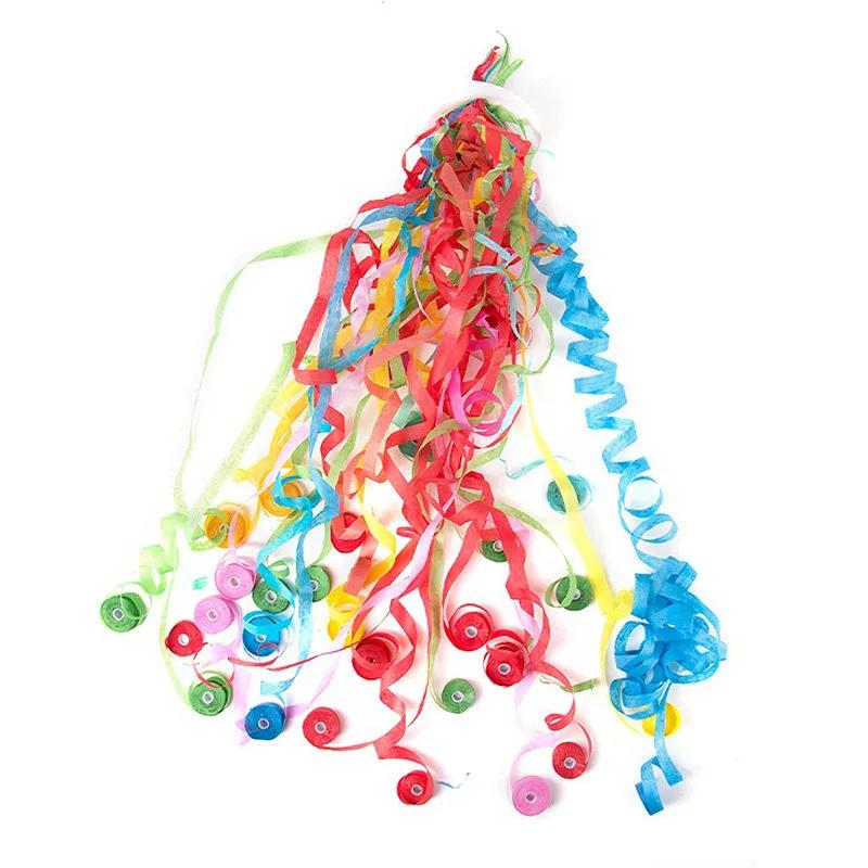 10PCS Party Supplies Colored Paper Pull Flowers Wedding Hand Thrown Ribbon Spray Confetti Fireworks Bouquet Atmosphere Props