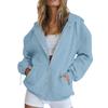 Women's Autumn Fashion Zipper Hoodie Long Sleeve Hooded Pullover Sweatshirt Casual Solid Color Tops With Pockets