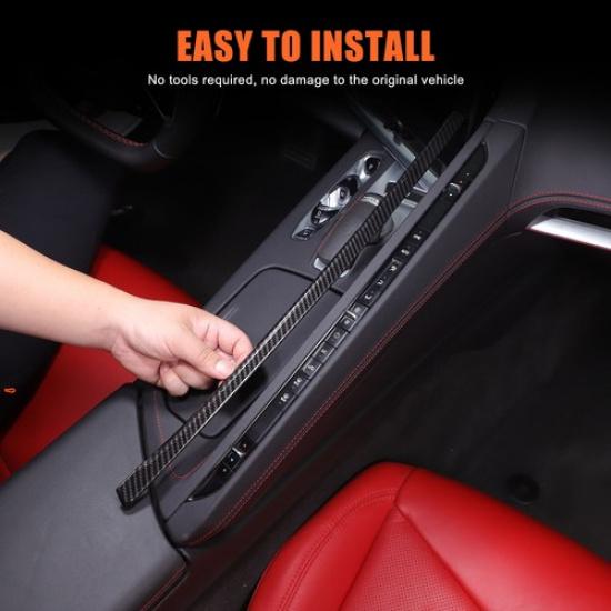 ABS Carbon Fiber Center Gear Left Side Strip Trim Cover For Corvette C8 -25