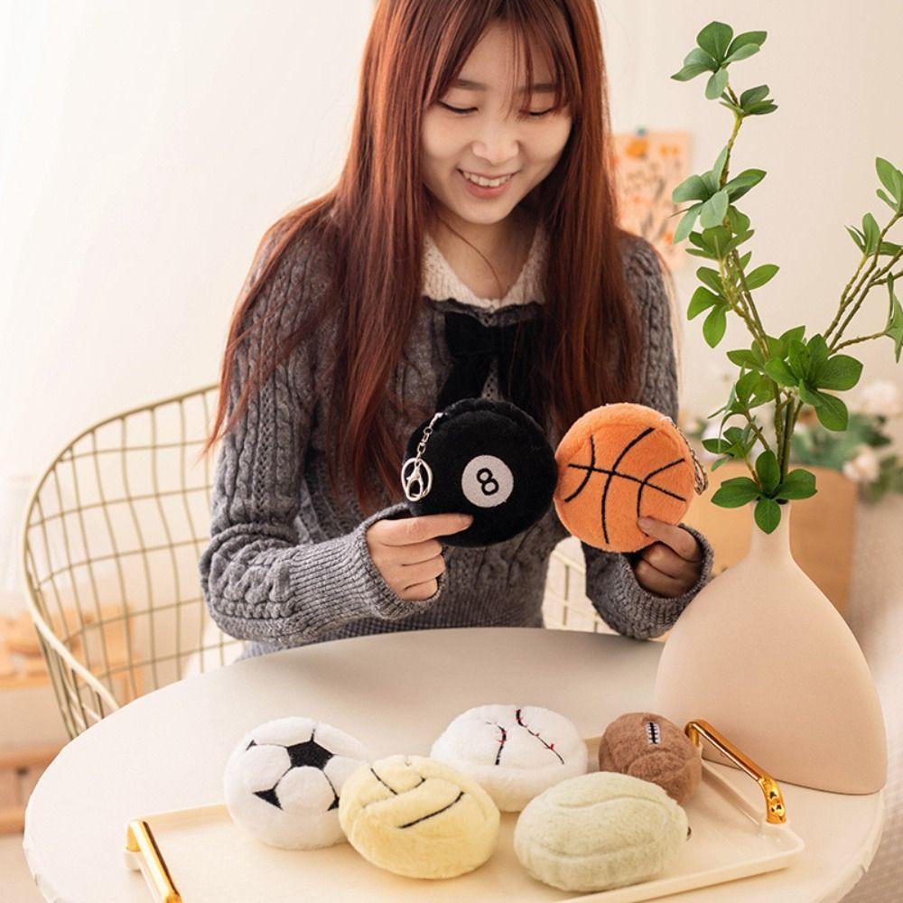 Basketball Baseball Basketball Plush Toy Keychain Simulation Soccer Toy  Female Lady Girl