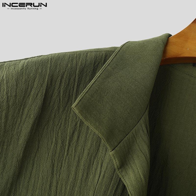 INCERUN Летние мужские летние свободные длинные пальто без рукавов с открытым передом