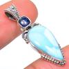 Natural Republic Larimar, Kyanite 925 Solid Sterling Silver Pendant 1.46" F5u15