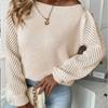 Women's Autumn and Winter Solid Color Hollow-out Long-sleeved Line-neck Pullover Sweater