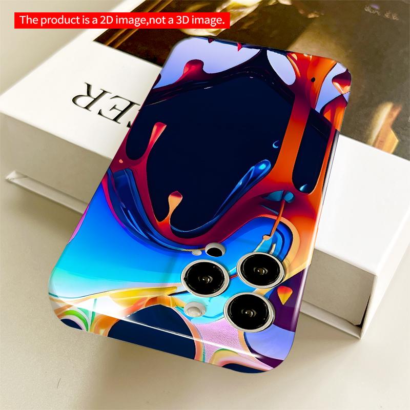 2DFlat Vibrant Liquid Flow Phone Case All inclusive film hard iPhone case, compatible with iPhone 18 Pro Max 17 16 15 14 13 12 11