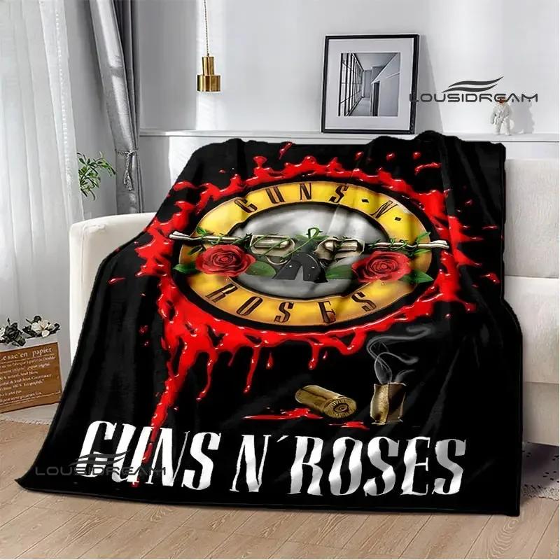Покрывала с ретро-принтом группы Guns n'roses Фланелевое теплое одеяло Мягкое комфортное одеяло Домашние и дорожные одеяла Постельное белье подарок на день рождения