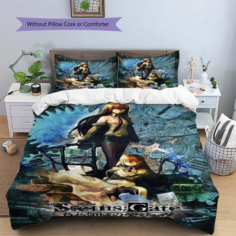 Steins Gate Vintage Gear Anime 3Pcs Bedding Set, Duvet Cover with 2 Pillowcases, No Comforter No Pillow Core