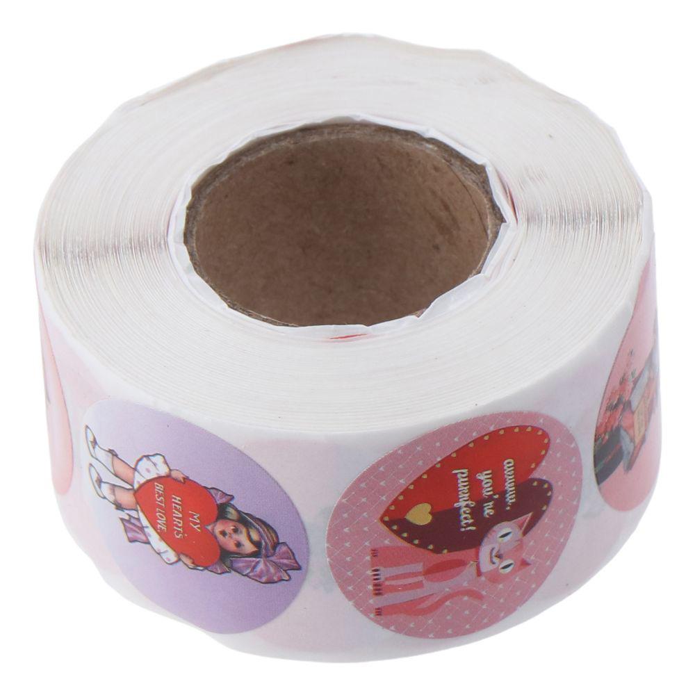 500 шт. Наклейки в форме сердца на рулоне, Декор-этикетки ко Дню святого Валентина, 1 дюйм, Запечатывающие этикетки, Упаковка подарков