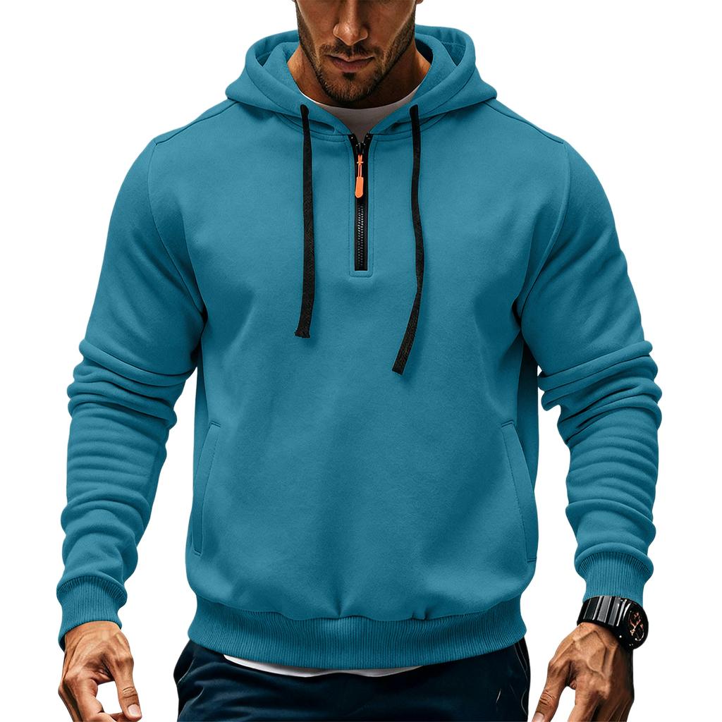 Men's Fleece Hoodie Casual Long Sleeve 1/4 Zipper Pullover Sweatshirts