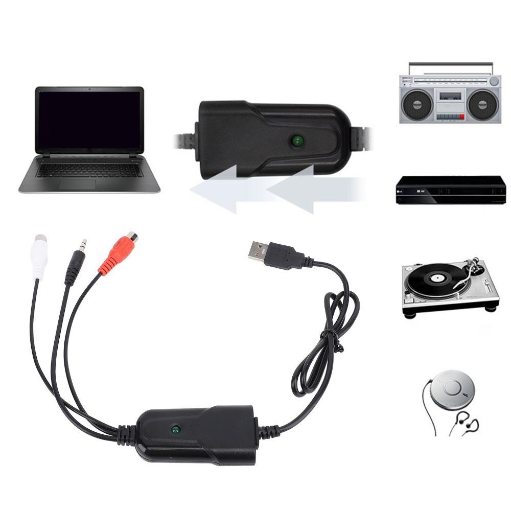 3.5mm Port USB Sound Capture RCA L/R Input MP3 Converter Adapter Cassette Tape Digitizing