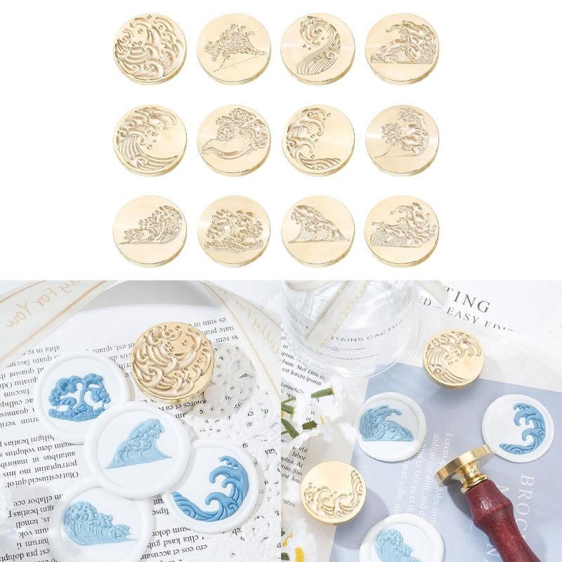 Волнистая текстурированная головка штампа для восковой печати Металлическая головка штампа для воска для валентинки, открытки на день рождения, приглашений, конверта