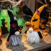 Stuffed Fabric Figurines Halloween Light Up Gnome Decoration, Spooky Orange Black Swedish Tomte Elf Figurine, Unique Party Favors Cute Plush