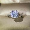 Women's Zircon-Embedded Geometric Engagement Ring with Simulated Diamond