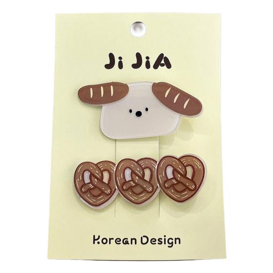2/3Pcs Girl Hairpins Cats Puppies Rabbits Bread Pattern Hair Clips Smooth Edges Side Bang Hair Pins Hair