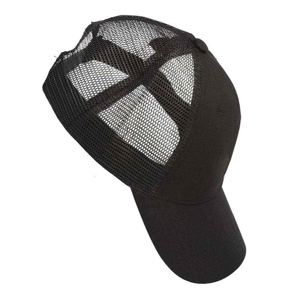 Men Women Letter Embroidered Cap Black Adjustable Fashionable Travel Outdoor Fishing Mesh Back Cap