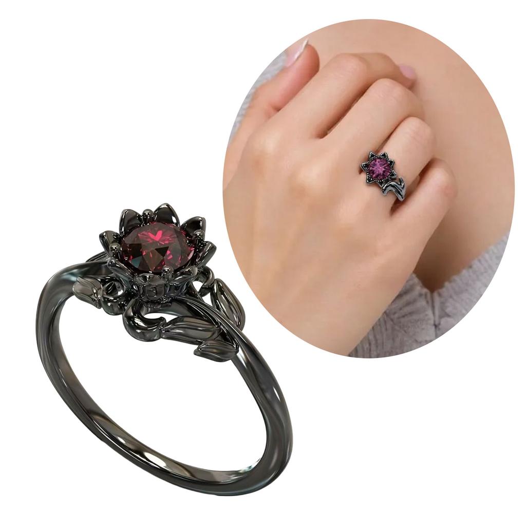 Multipurpose Skull Gothic Rings Retro Black Gold Heart Love Crystals Zirconia Accessory for Christmas Valentines Day