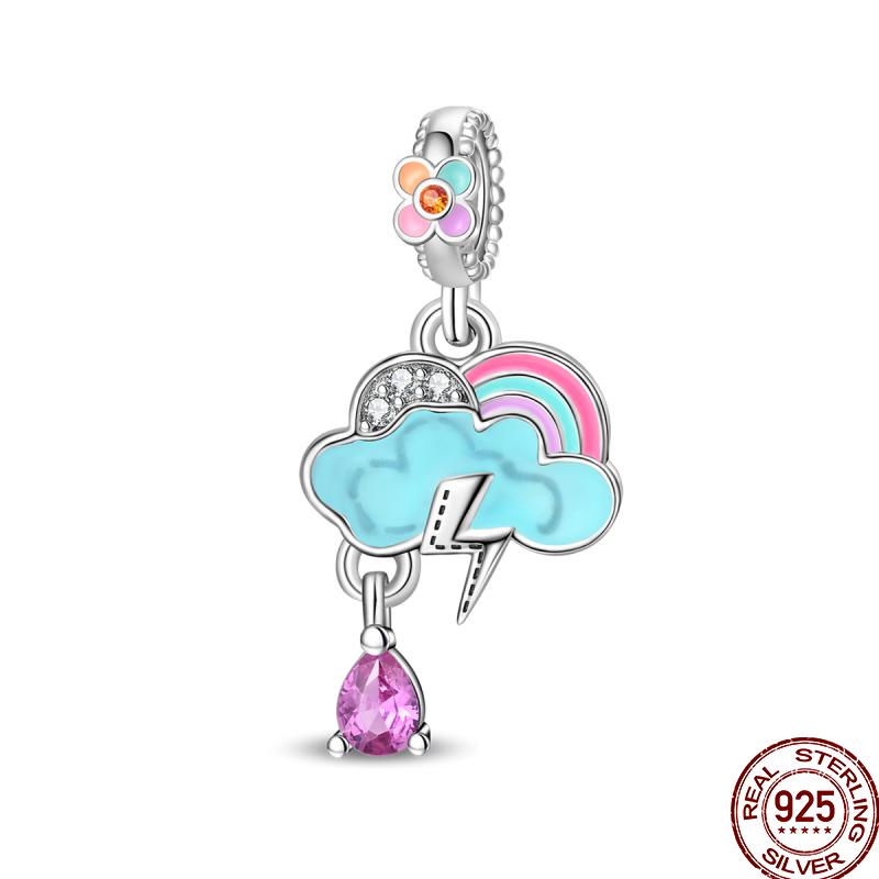 100% Copper Blue Shiny Zirconia Dark Cloud Butterfly Jewelry Beaded Pendant Fit 3Mm Bracelet Diy Jewelry Gift