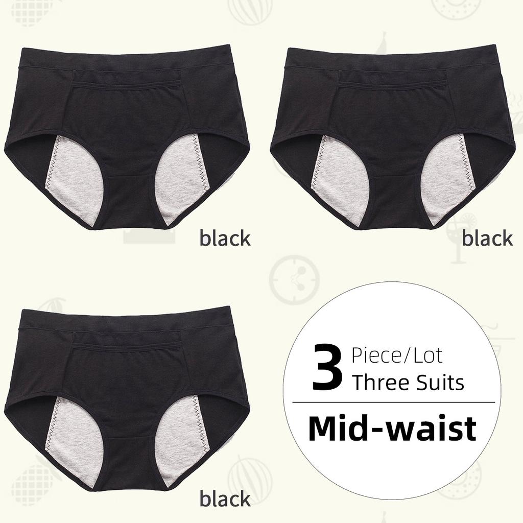 Mid Waist Pocket Physiological Panties Widened Side Leakage Prevention Women Panty Three Layers of Anti-leakage Lady Underwear Briefs