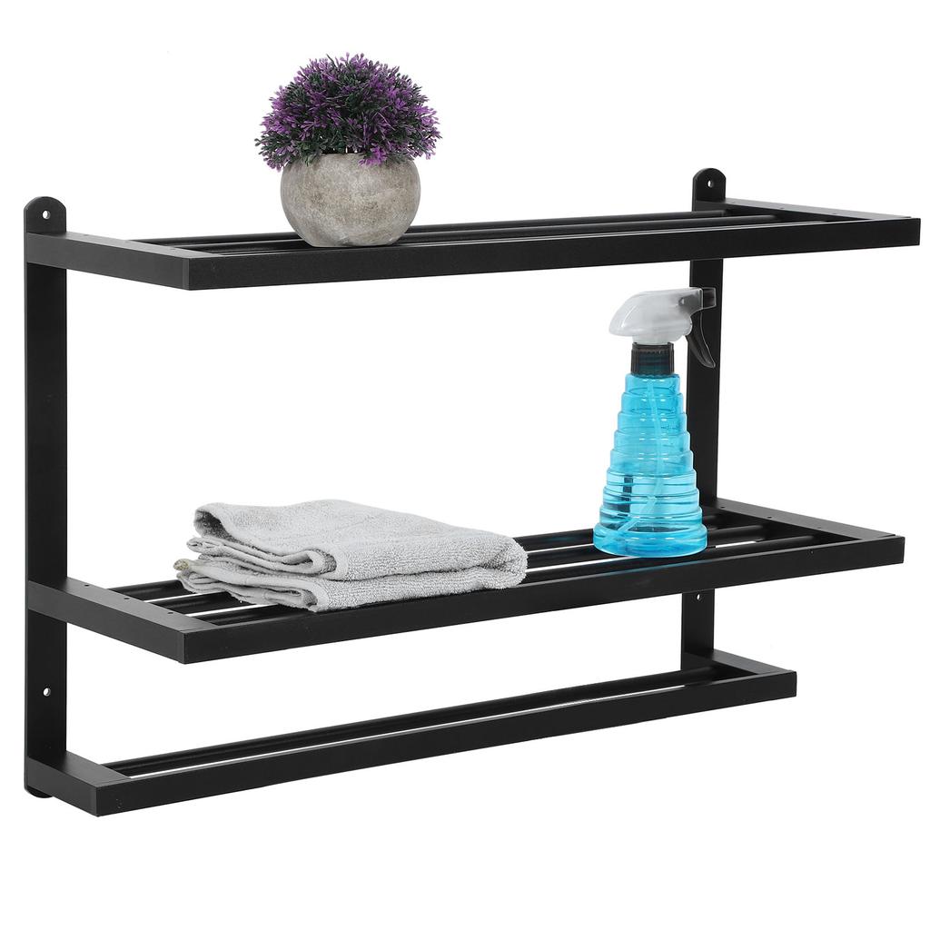 3 Tier Black Space Aluminum WallMounted Towel Holder Rack Hanger Bathroom Organizer Accessories
