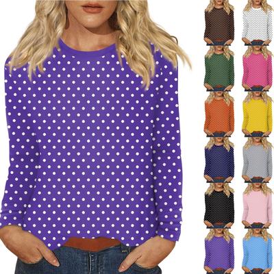 Женский повседневный топ с длинным рукавом и принтом, с круглым вырезом