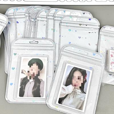 10 шт. блестящие лазерные сердечки-карты PP Ziplock пакеты Kpop Star 3-дюймовые фотокарточки милые девушки продают карты DIY упаковка карман