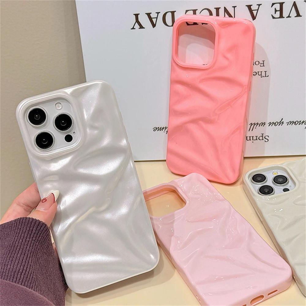 INS Стильный однотонный 3D чехол для телефона с эффектом водной ряби для iPhone 15 14 13 Pro Max, противоударный бампер