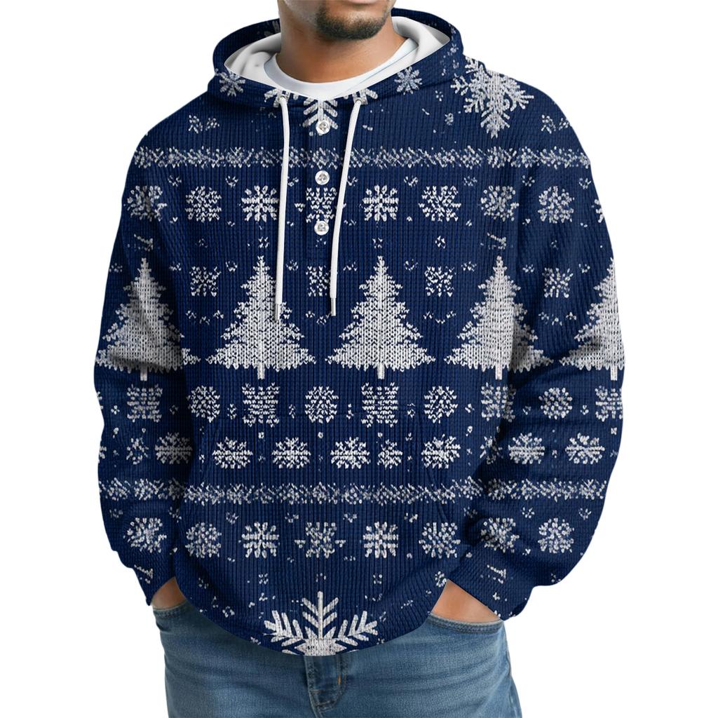 Men's Knit Hooded Sweatshirt Casual Long-Sleeve Sweatshirt