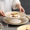 Hammer Texture Ceramic Golden Shallow Plate Steak Plate Dessert Dish Salad Plate Service Plates Restaurant Creative Tableware