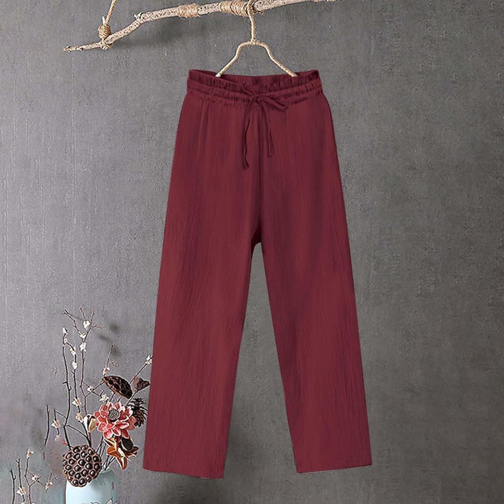 Женские широкие брюки повседневные свободные карманы однотонные эластичные летние брюки для женщин повседневные брюки