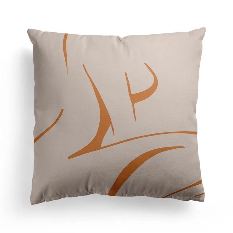 Nordic Orange Geometric Throw Pillow Cover Flower Printed Home Decorative Pillow Cushion Covers Office Sofa Pillowcase