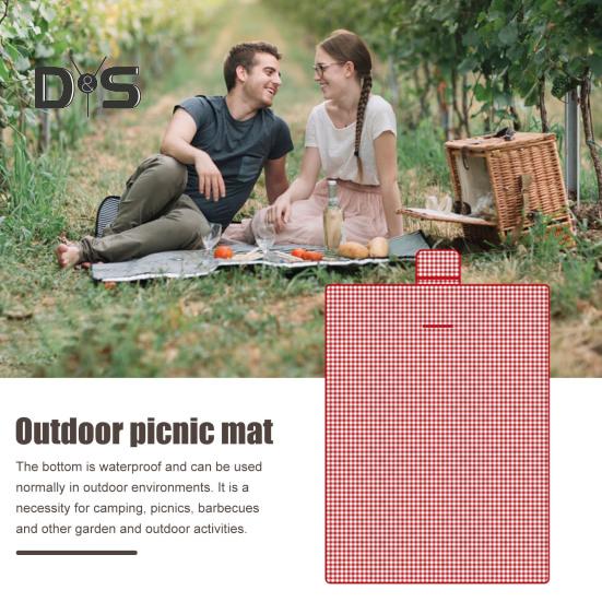 Плед для пикника с толстым хлопковым наполнителем, водонепроницаемый, легко моется, многоцелевой пляжный коврик, складной коврик для пикника с ручкой