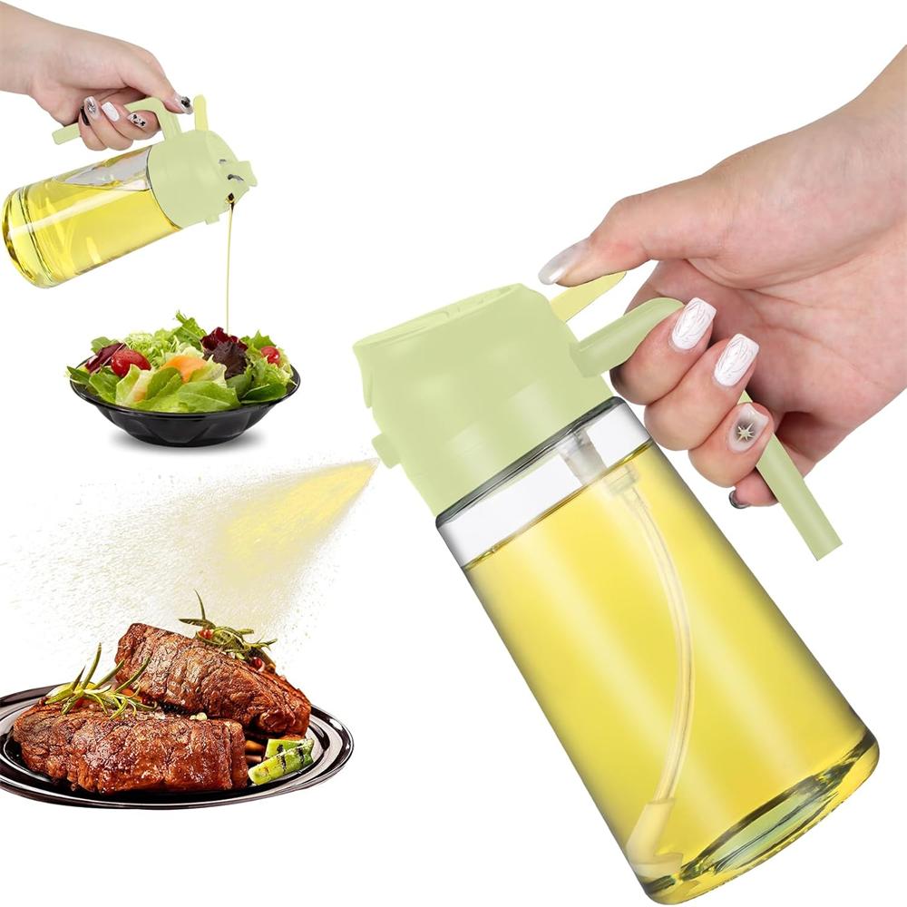 16oz470ML Стеклянный дозатор масла с автоматической откидной крышкой 2 в 1 Кухонная бутылка Кулинарный распылитель Герметичная конструкция Бутылка-распылитель для масла