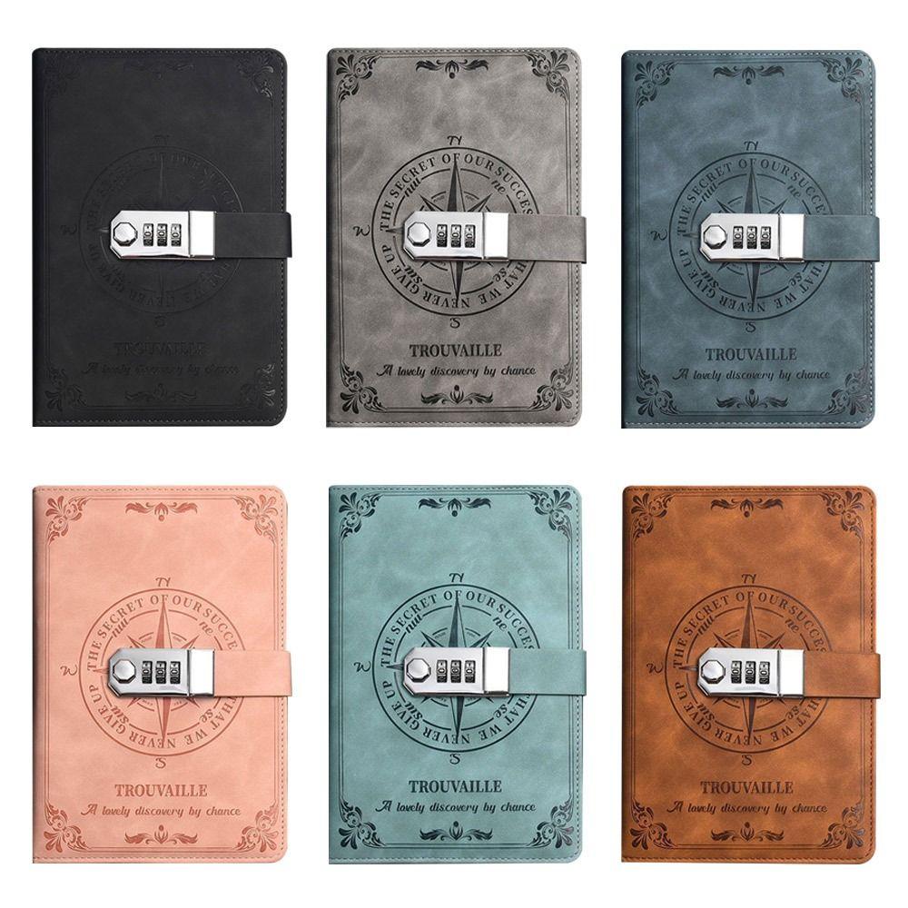 PU Leather Notepad With Password Lock Diary Notebook Creative School Office Supplies