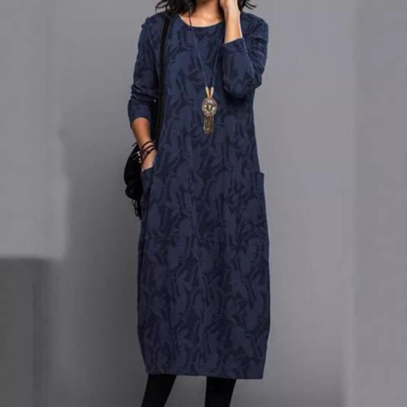 Платье с круглым вырезом и длинными рукавами для женщин с принтом Personality